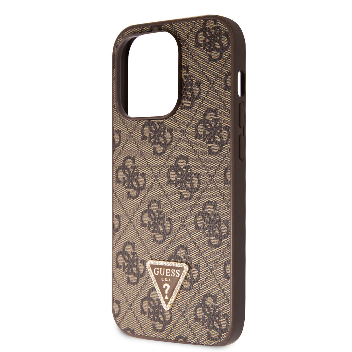 Guess iPhone 14 Pro Hardcase - 4G Logo - Strass - Brown