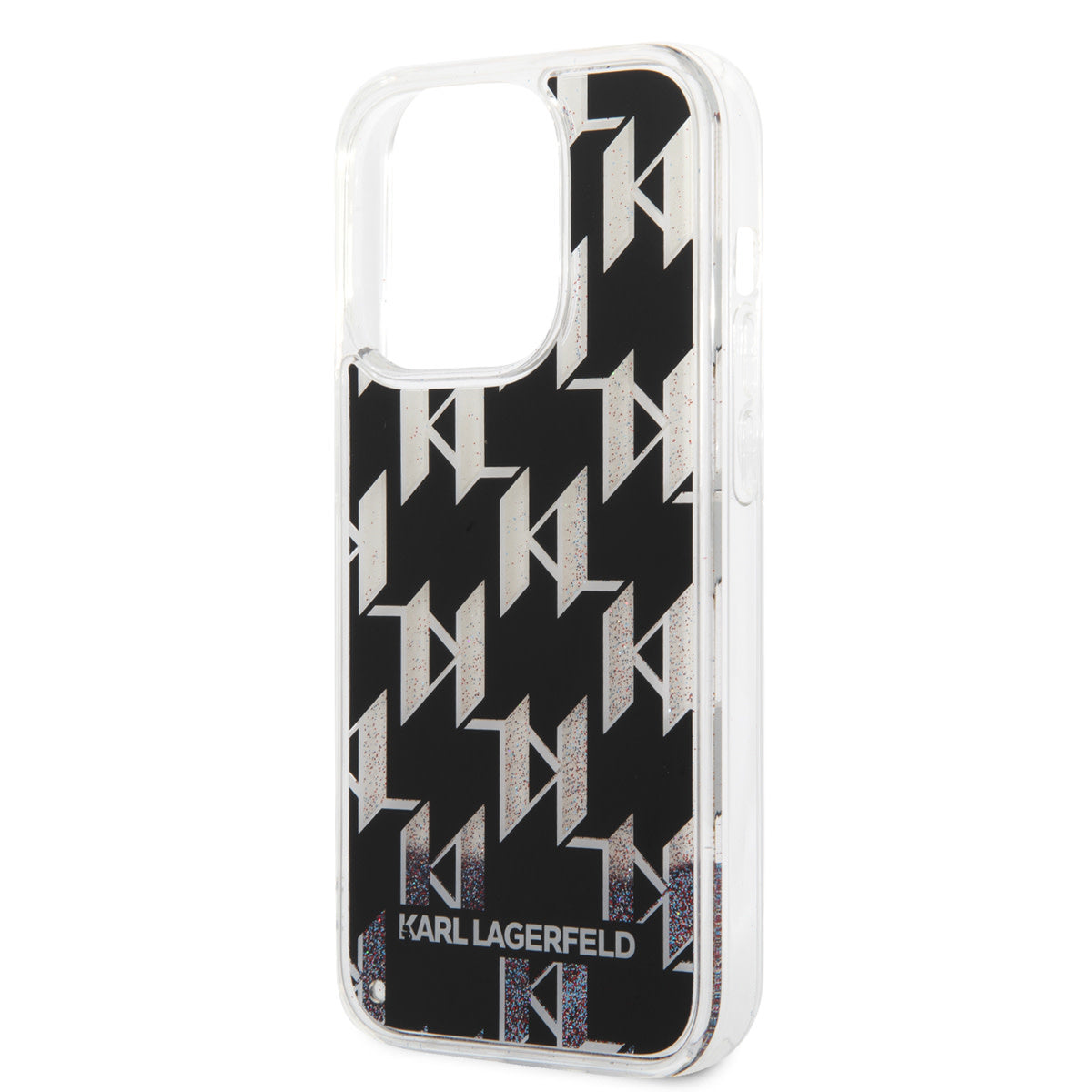 Karl Lagerfeld iPhone 14 Pro TPU Backcover - Liquid Glitter - Monogram - Black
