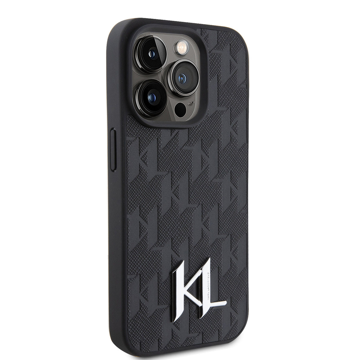 Karl Lagerfeld iPhone 15 Pro TPU Hardcase - Hot Stamp - KL Metal Logo - Monogram - Black