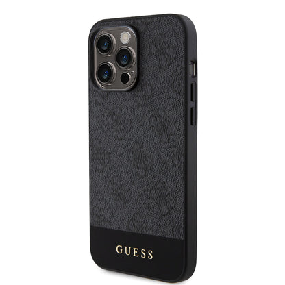 Guess iPhone 15 Pro Max Hardcase - Magsafe - 4G Pu Bottom - Black