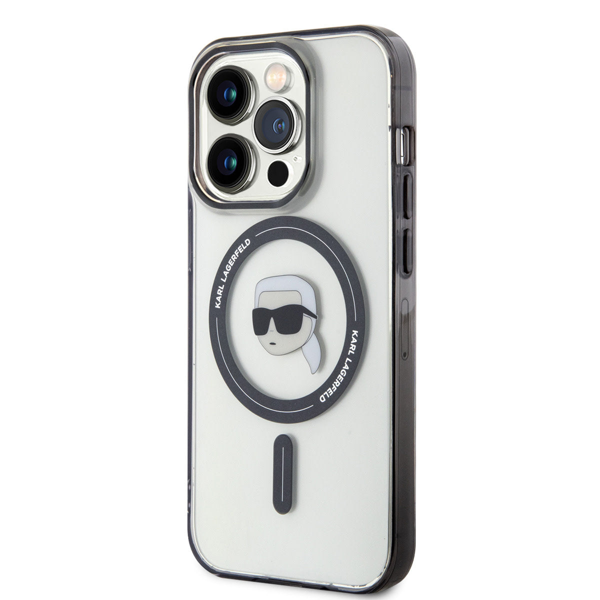 Karl Lagerfeld iPhone 15 Pro TPU Hardcase - Magsafe Compatible - Karl's Head - Transparent