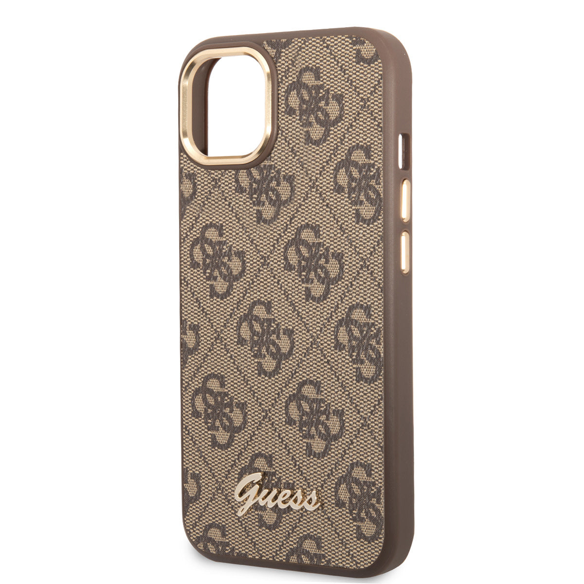 Guess iPhone 14 & 15 Plus Hardcase Backcover - 4G - Metal Buttons & Camera - Brown