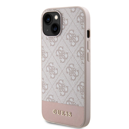 Guess iPhone 15 Hardcase - Magsafe - 4G Pu Bottom - Pink