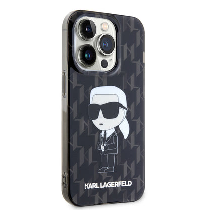 Karl Lagerfeld iPhone 15 Pro TPU Hardcase - Ikonik Monogram - Black