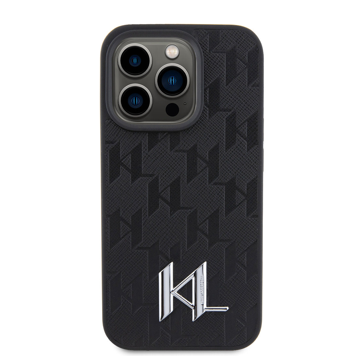 Karl Lagerfeld iPhone 15 Pro TPU Hardcase - Hot Stamp - KL Metal Logo - Monogram - Black