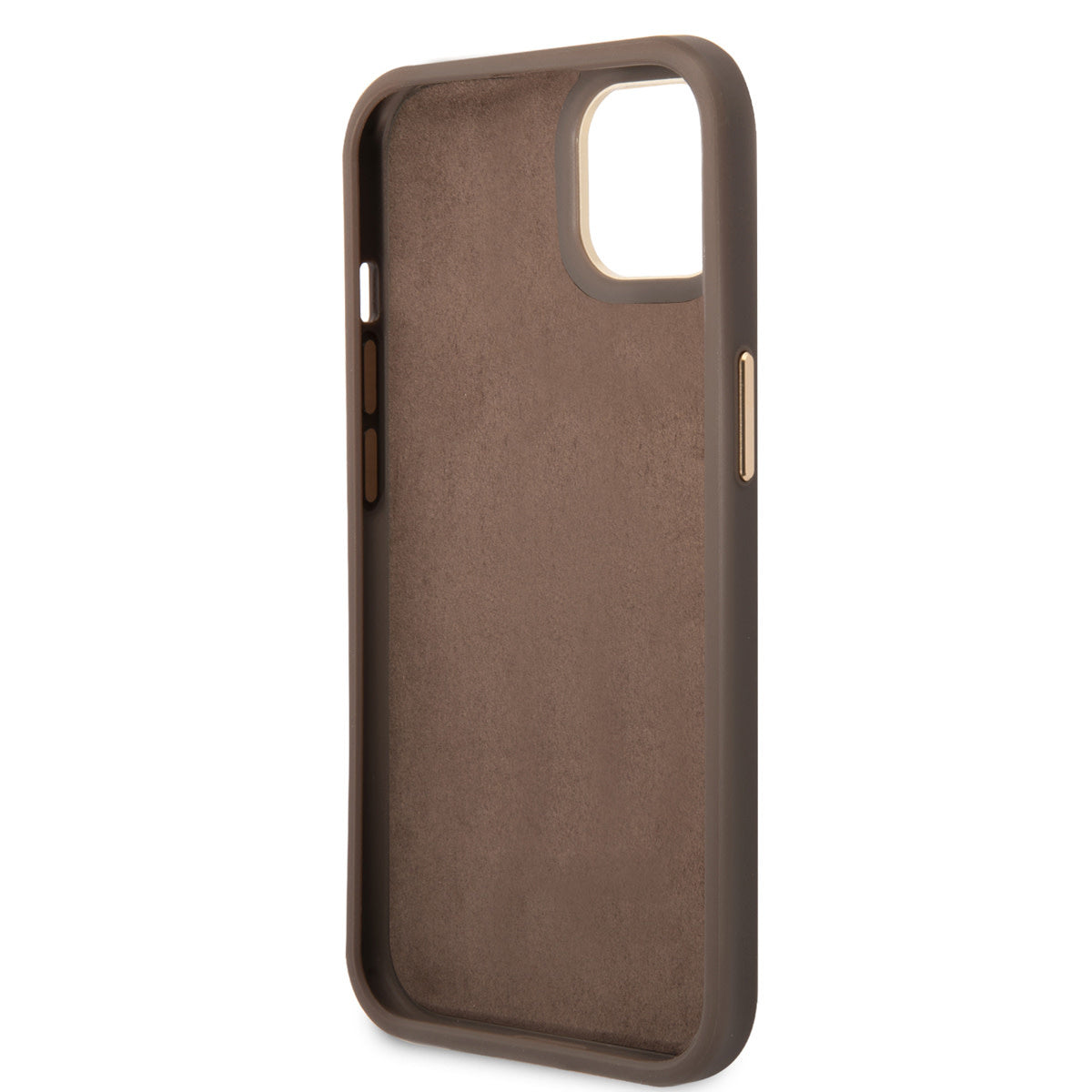 Guess iPhone 14 & 15 Plus Hardcase Backcover - 4G - Metal Buttons & Camera - Brown