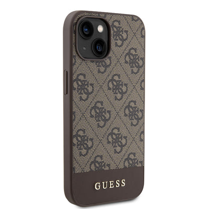 Guess iPhone 15 Hardcase - Magsafe - 4G Pu Bottom - Brown