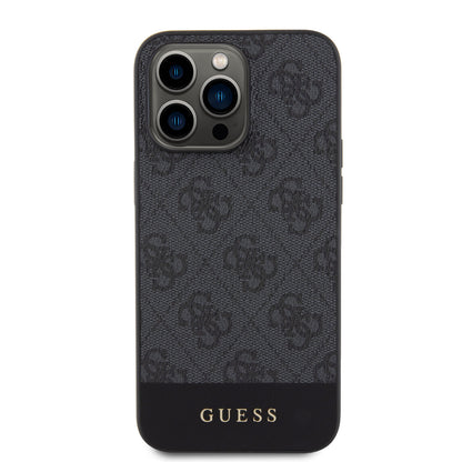 Guess iPhone 15 Pro Hardcase - Magsafe - 4G Pu Bottom - Black