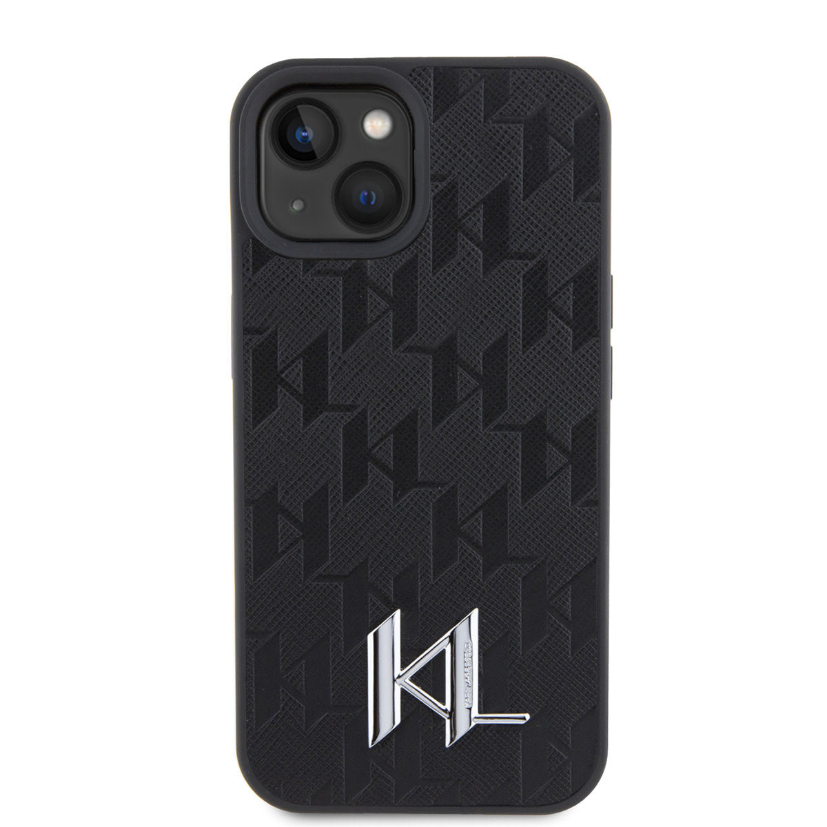 Karl Lagerfeld iPhone 15 TPU Hardcase - Hot Stamp - KL Metal Logo - Monogram - Black