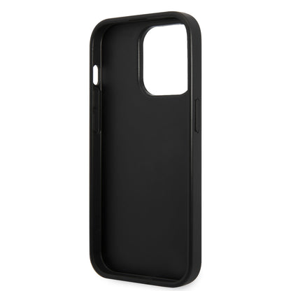 Karl Lagerfeld iPhone 14 Pro Hardcase Backcover - Saffiano Leather - Metal Logo - Black