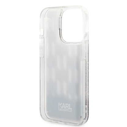 Karl Lagerfeld iPhone 14 Pro TPU Backcover - Liquid Glitter - Monogram - Black