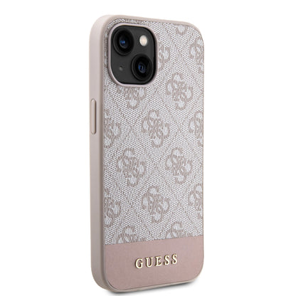 Guess iPhone 15 Hardcase - Magsafe - 4G Pu Bottom - Pink