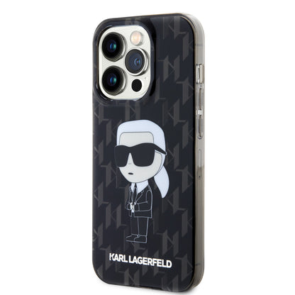 Karl Lagerfeld iPhone 15 Pro TPU Hardcase - Ikonik Monogram - Black