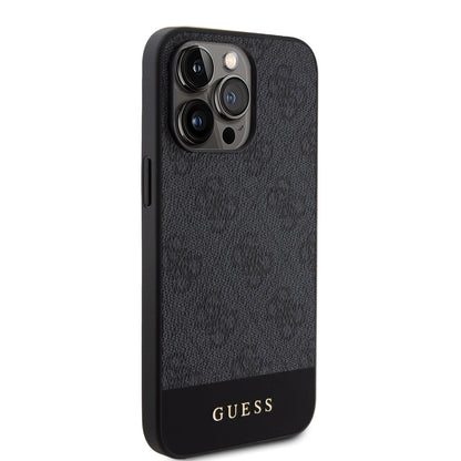 Guess iPhone 15 Pro Hardcase - Magsafe - 4G Pu Bottom - Black