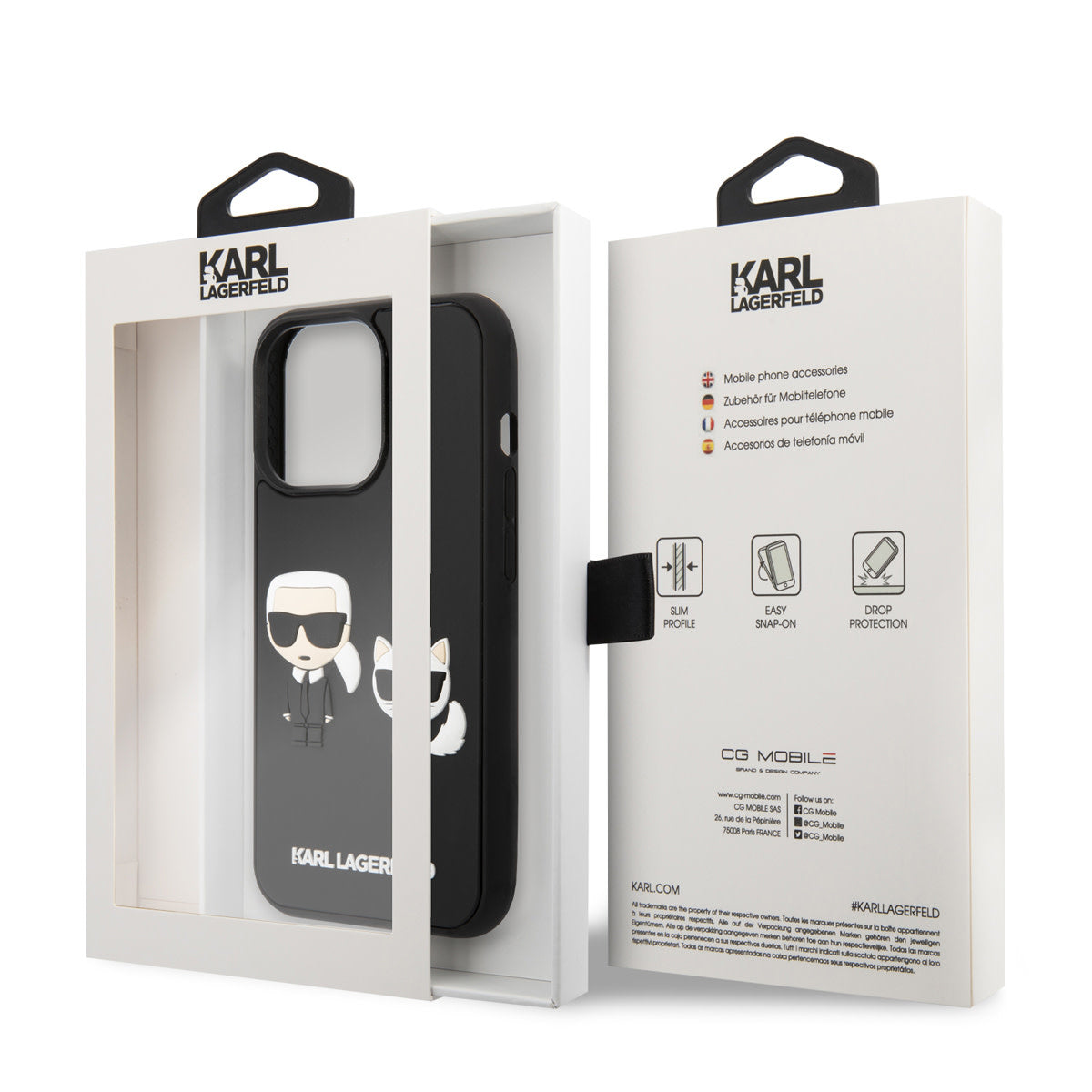 Karl Lagerfeld iPhone 14 Pro Hardcase Backcover - 3D Rubber K&C - Black