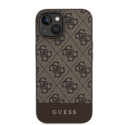 Guess iPhone 15 Hardcase - Magsafe - 4G Pu Bottom - Brown