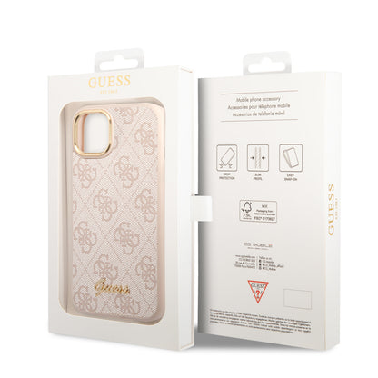 Guess iPhone 14 & 15 Plus Hardcase Backcover - 4G - Metal Buttons & Camera - Pink