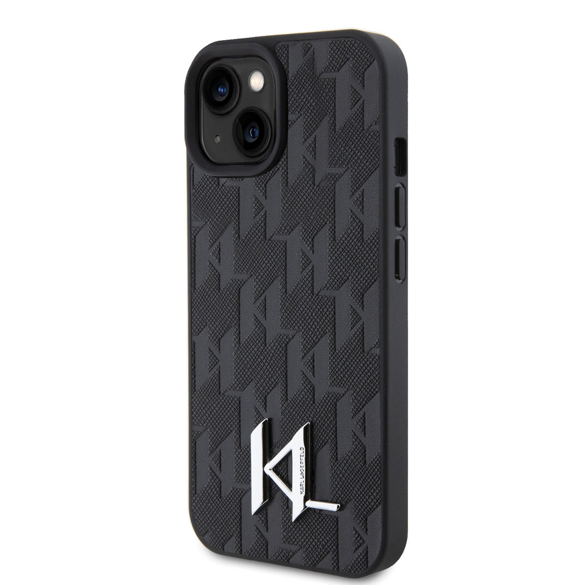Karl Lagerfeld iPhone 15 TPU Hardcase - Hot Stamp - KL Metal Logo - Monogram - Black