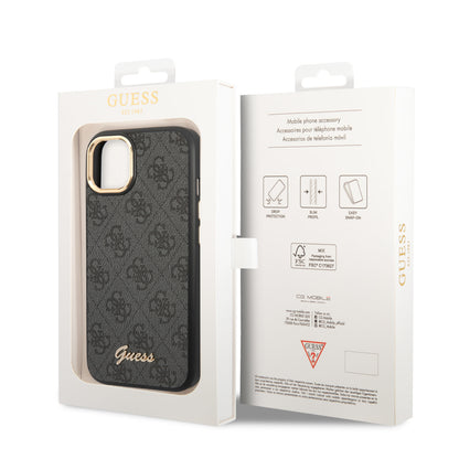 Guess iPhone 14 & 15 Plus Hardcase Backcover - 4G - Metal Buttons & Camera - Grey