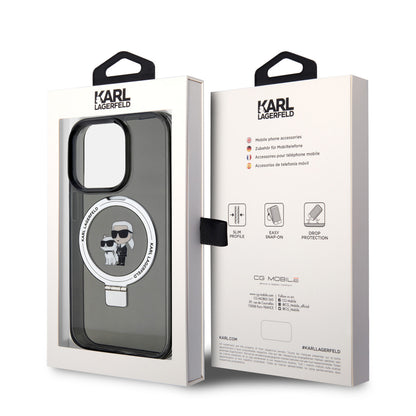 Karl Lagerfeld iPhone 15 Pro Hardcase - Magsafe compatible - Ringstand - K&C - Black