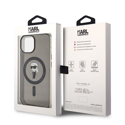 Karl Lagerfeld iPhone 15 Hardcase - Magsafe compatible - Ikonik - Black