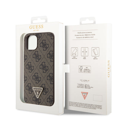 Guess iPhone 14 & 13 Hardcase - 4G Logo - Strass - Brown