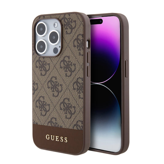 Guess iPhone 15 Pro Hardcase - Magsafe - 4G Pu Bottom - Brown