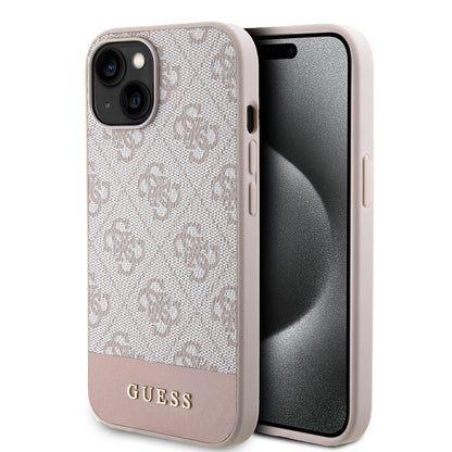 Guess iPhone 15 Hardcase - Magsafe - 4G Pu Bottom - Pink