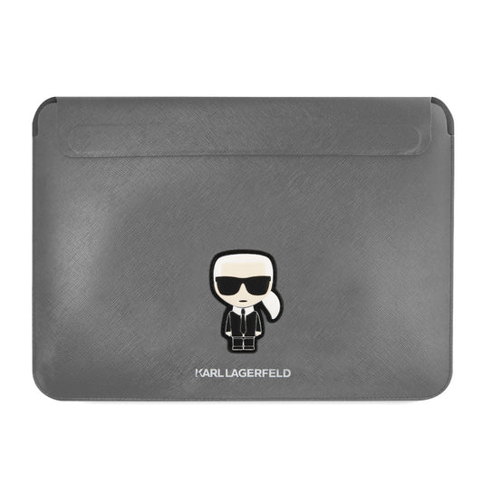 Karl Lagerfeld 14 Inch Laptop and Tablet Sleeve - Saffiano Ikonik - Silver