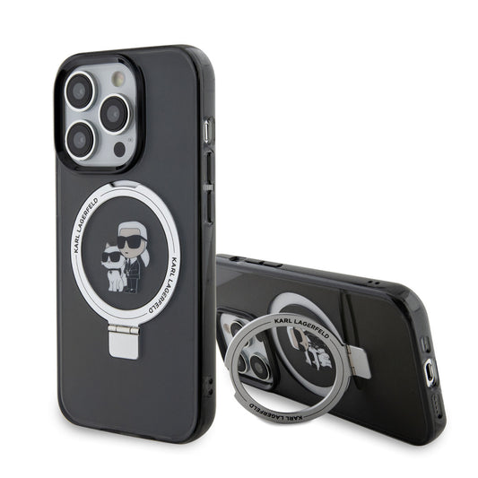 Karl Lagerfeld iPhone 15 Pro Hardcase - Magsafe compatible - Ringstand - K&C - Black