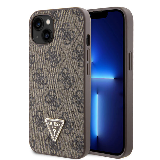 Guess iPhone 14 & 13 Hardcase - 4G Logo - Strass - Brown