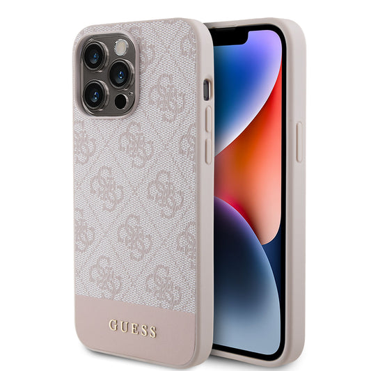 Guess iPhone 15 Pro Max Hardcase - Magsafe - 4G Pu Bottom - Pink