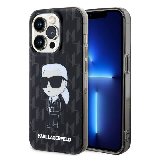 Karl Lagerfeld iPhone 15 Pro TPU Hardcase - Ikonik Monogram - Black