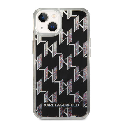 Karl Lagerfeld iPhone 14 & 13 TPU Backcover - Liquid Glitter -Monogram - Black