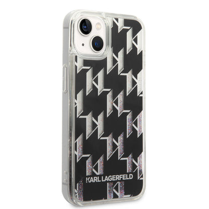 Karl Lagerfeld iPhone 14 & 13 TPU Backcover - Liquid Glitter -Monogram - Black