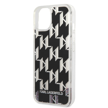 Karl Lagerfeld iPhone 14 & 13 TPU Backcover - Liquid Glitter -Monogram - Black