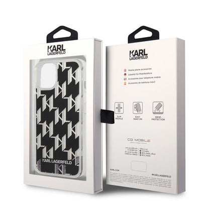 Karl Lagerfeld iPhone 14 & 13 TPU Backcover - Liquid Glitter -Monogram - Black