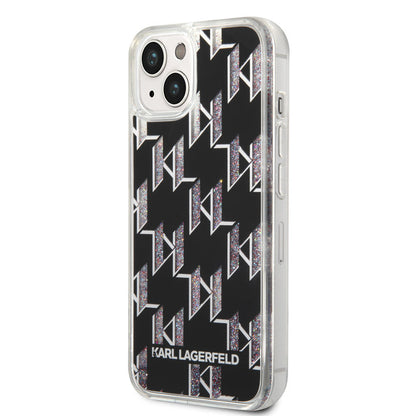 Karl Lagerfeld iPhone 14 & 13 TPU Backcover - Liquid Glitter -Monogram - Black